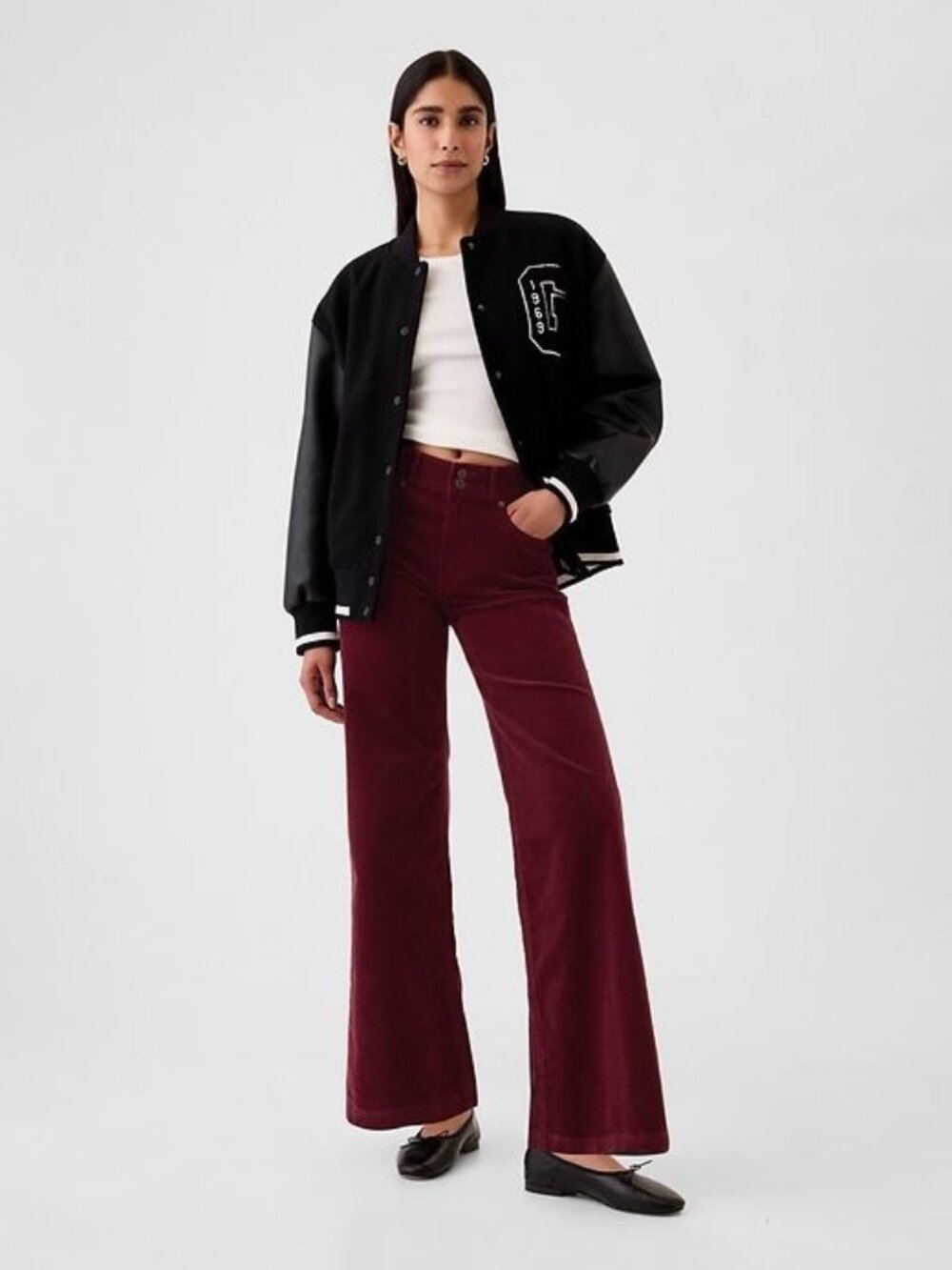 High Rise Corduroy Stride Wide-Leg Pants 28 6Tall